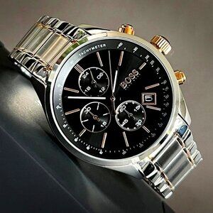 Hugo Boss Men’s Grand Prix Black Dial Chronograph Watch NEW